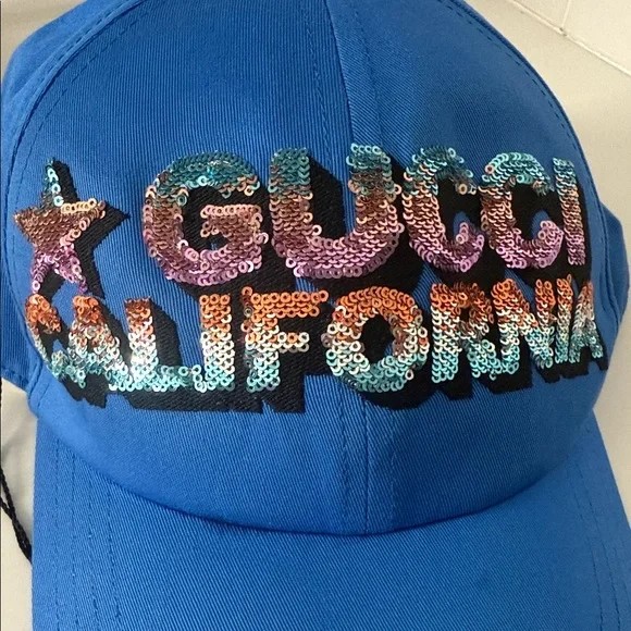 Gucci Blue California Sequin Cap ? ✨?? NWT Shopping & Unboxing: Blue Original Gucci Canvas Baseball Hat  main image 4